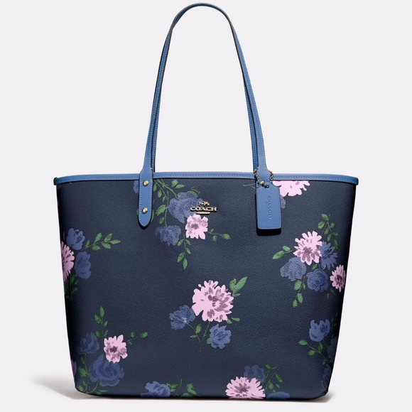 Coach Handbags - LAST ONE! COACH Blue Floral Reversible Peony Floral CityTote